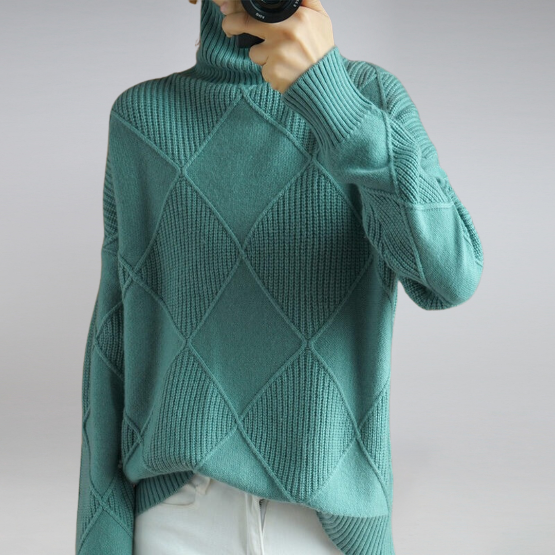 Stickad Dam Tröja Turtleneck Mjuk Polyester Normal Passform 11