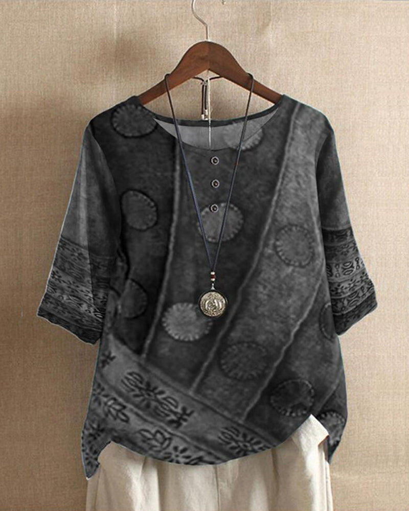 Festtoppar Dam Boho Vintage Lätt Tyg-5