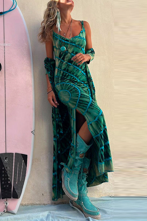 Maxiklänning Dam Cami Stil Batik för Sommar - Lång Klänning i Mjuk Bomull och Polyester-3