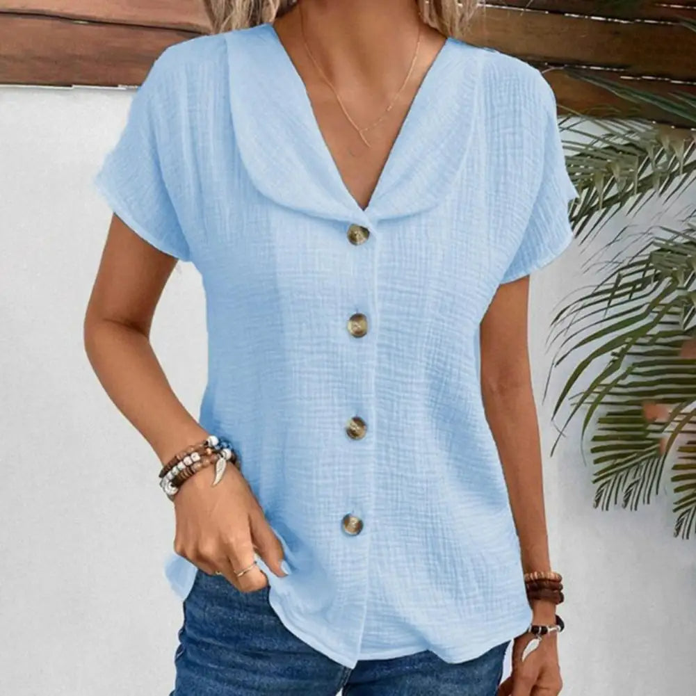 Dam Blus Klassisk Stil Bomull Polyester 7