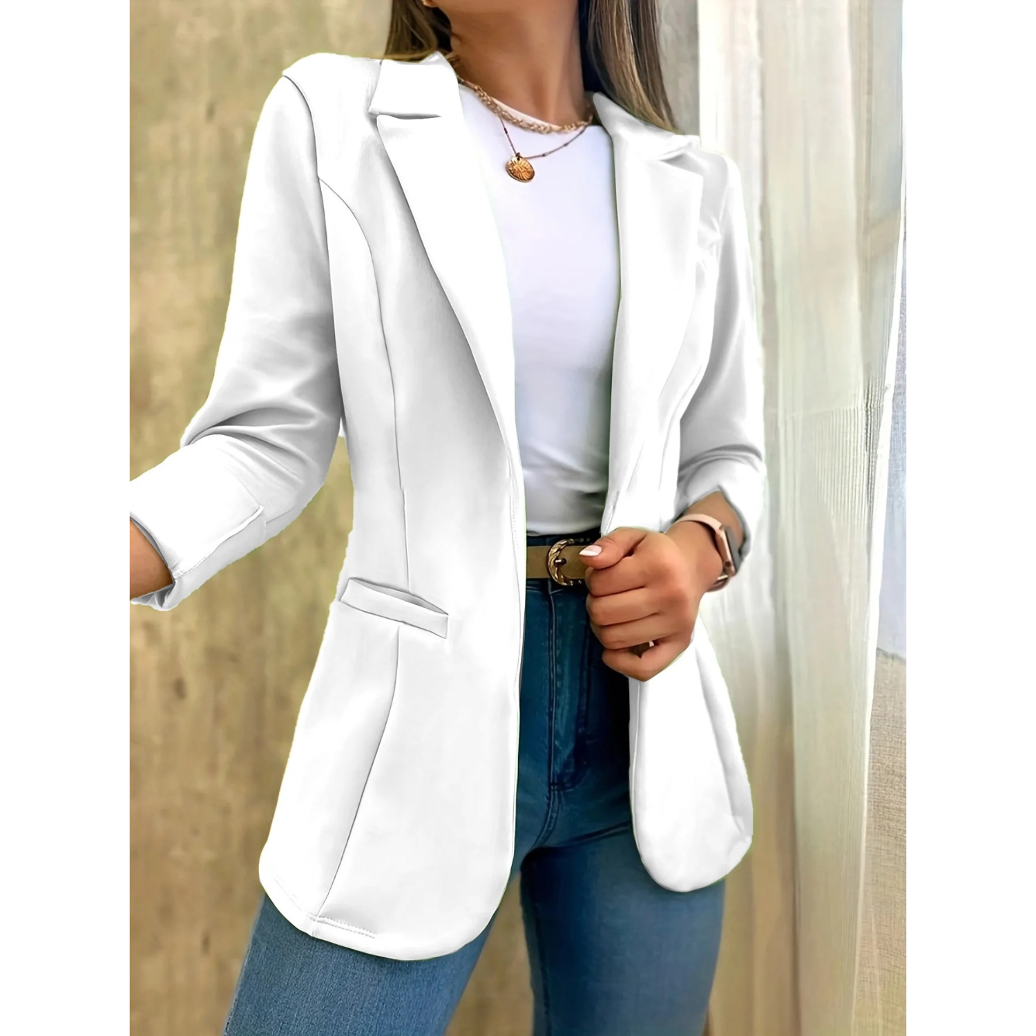 Variant image for Dam Blazer Vintage Stil Högkvalitativt Tyg Elegant Design-13