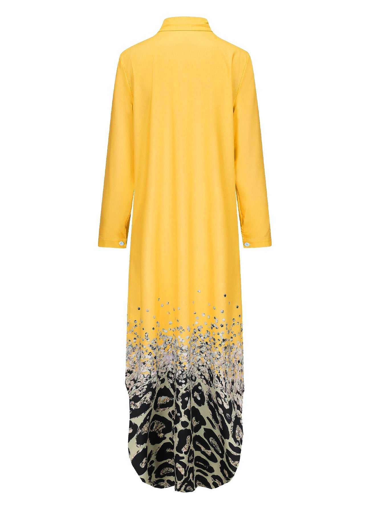 Damklänning Lång Ärmskjorta Leopardmönster Polyester-4