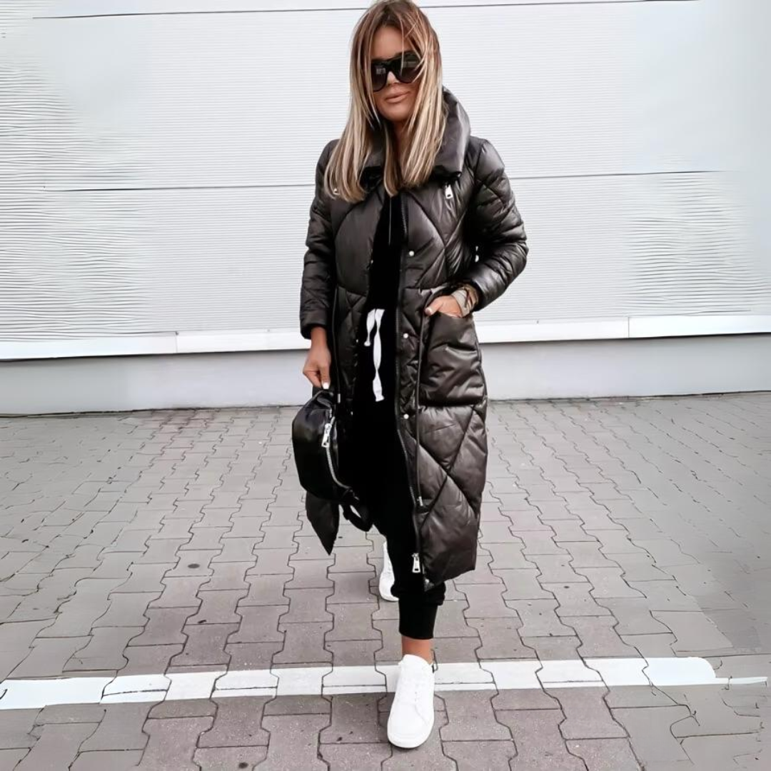 Dam Parkas Längre Elegant Vattenavvisande Polyester-3