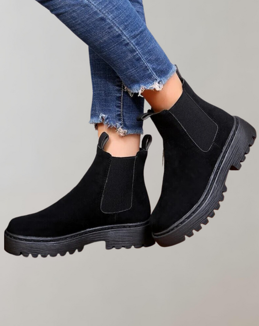 Kvinnor Kort Stövlar Gummiband Högkvalitativt Syntetmaterial-1