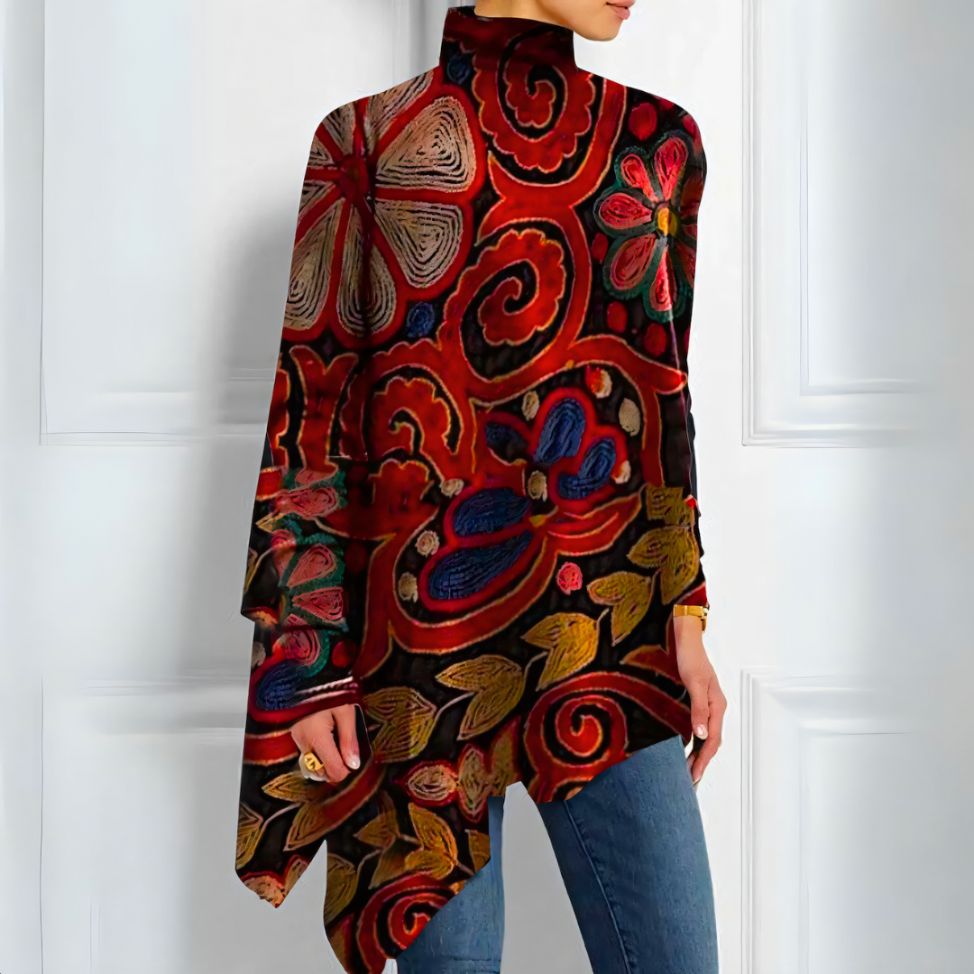 Dam Topp Retro Turtleneck Mjuk Bomull Festtoppar-1