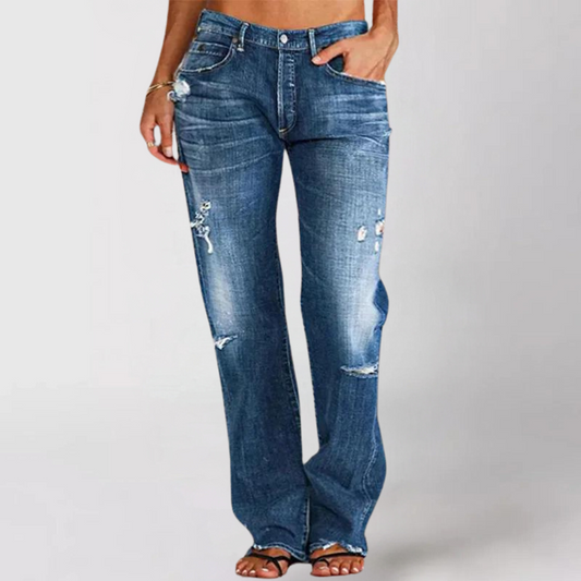 Dam Jeans Med Hög Midja Och Bred Ben â Högkvalitativ Denim För Trendig Look 1