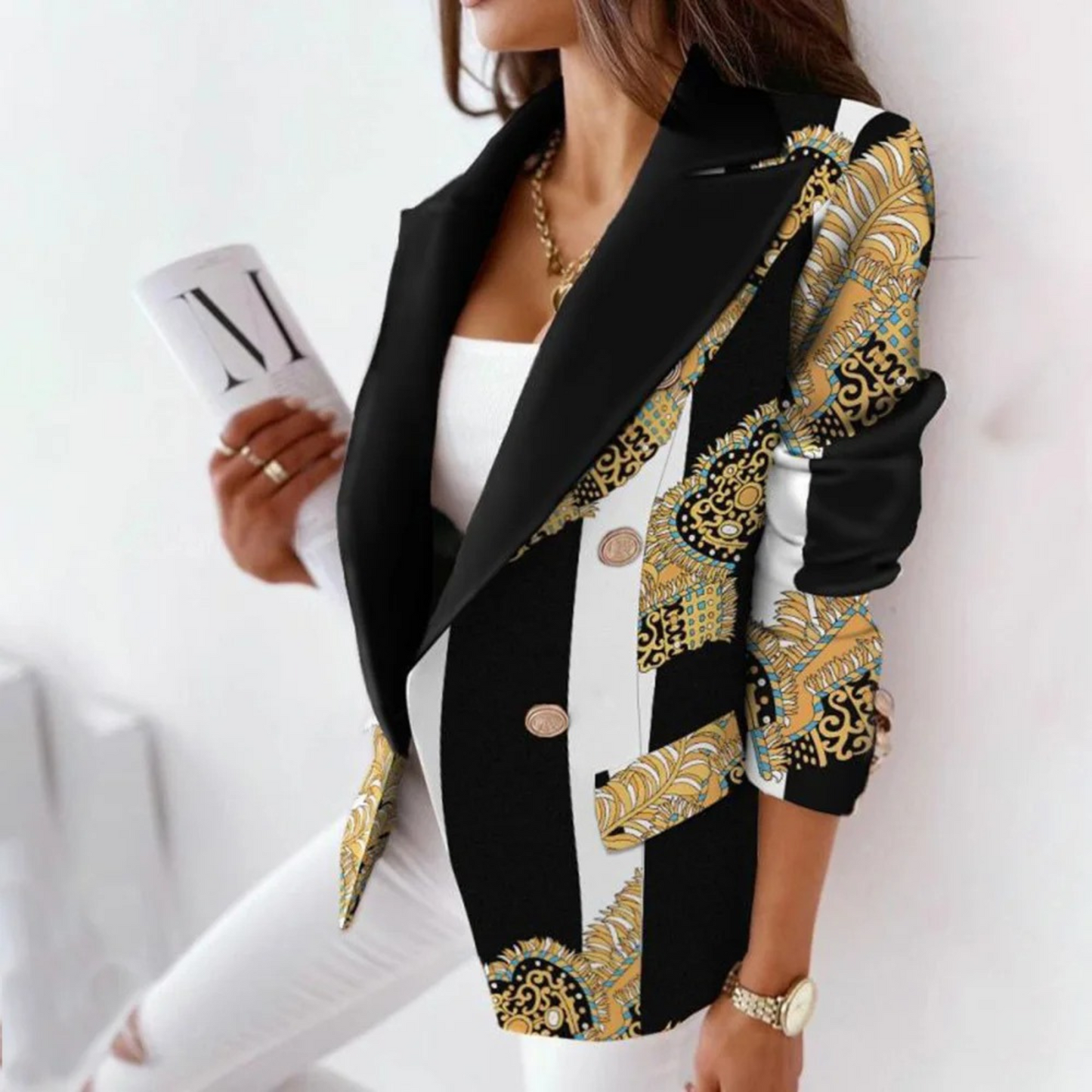Variant image for Dam Blazer Reversibel Krage Högkvalitativ Polyester Elegant Snitt-55