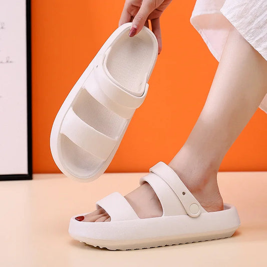 Dam Sandaler Slip-On Ortopedisk Design med Dubbla Remmar och Vadderad Sula-1