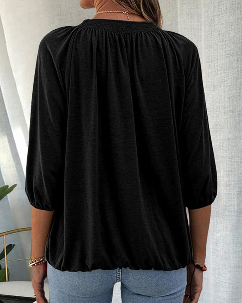 Damenbluse mit Biskopsärmern aus Hochwertigem Stoff – Elegante Bluse für Büro und Freizeit in S, M, L, XL 3