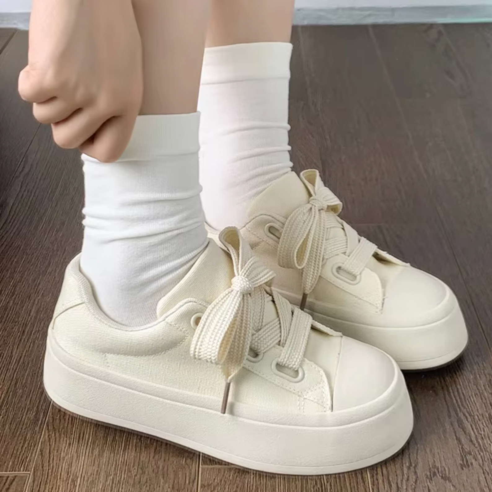 Kvinnors Sneakers Platå Textil Syntet-1