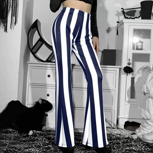 Dam Slagbyxor Hög Midja Randig Polyester-1