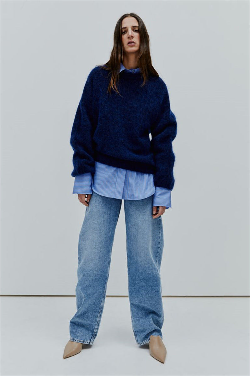 Dam Pullover Överdimensionerad Mohair 6