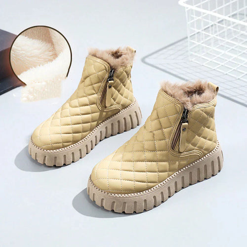 Damen Stövlar mit Rutigem Muster aus Synthetischem Leder – Komfortable und Vielseitige Design für Alltag und Festlichkeiten 1