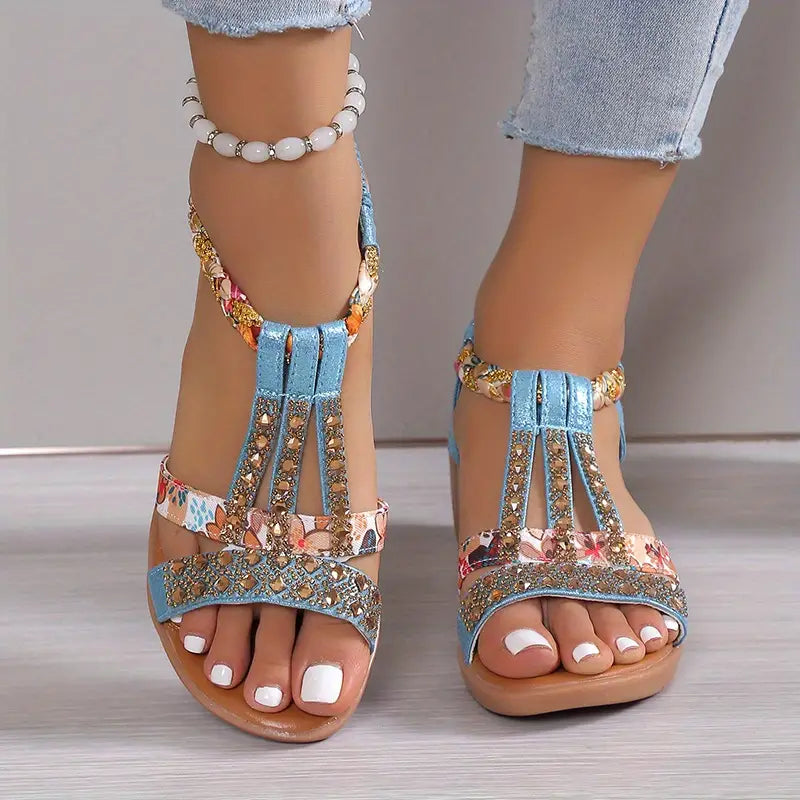 Kvinnor Kilsandaler Boho Glam Flätade Syntetiska Remmar-4