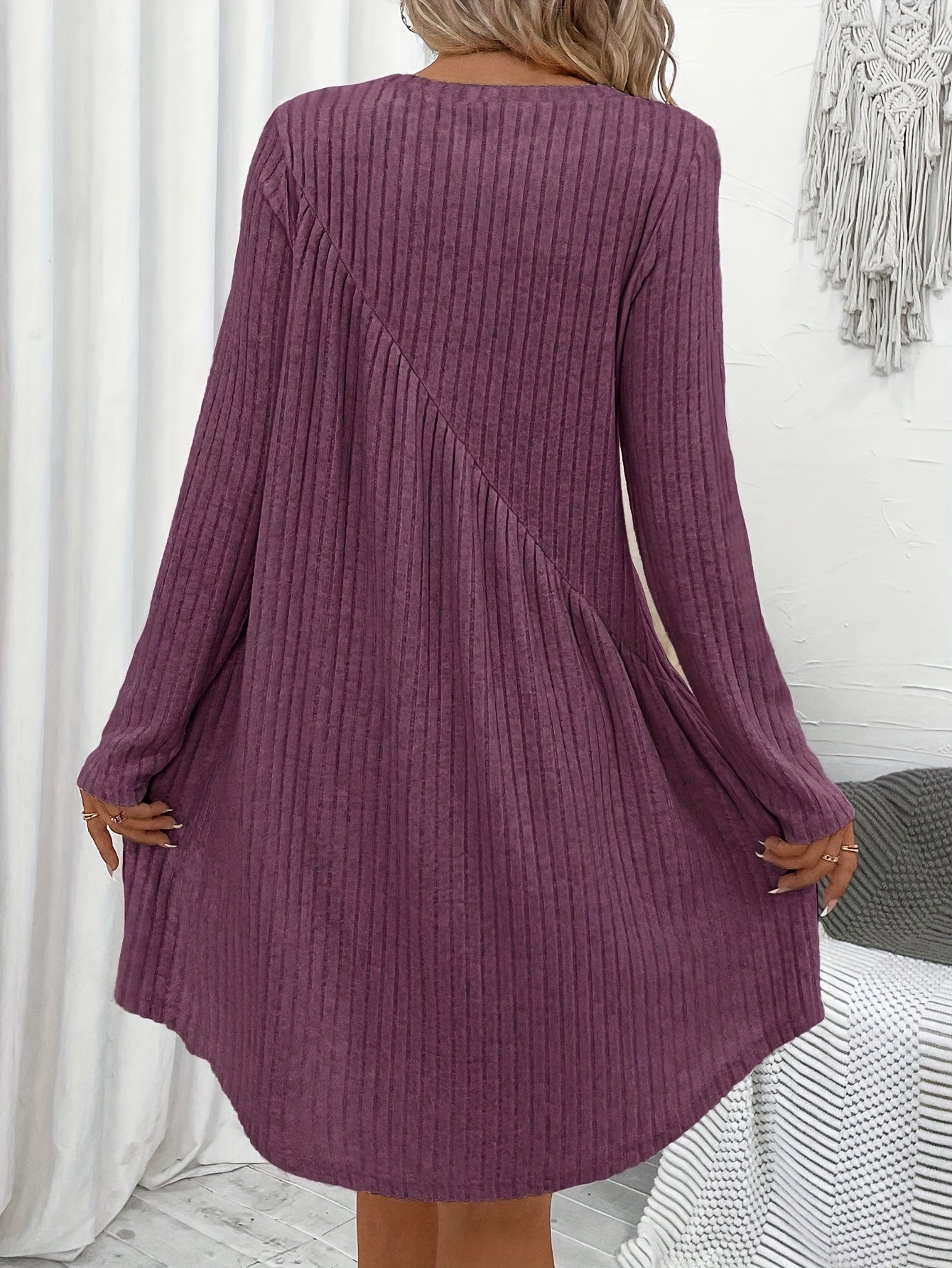 Dam Grundklänning Asymmetrisk Midja Ribbat Material 5