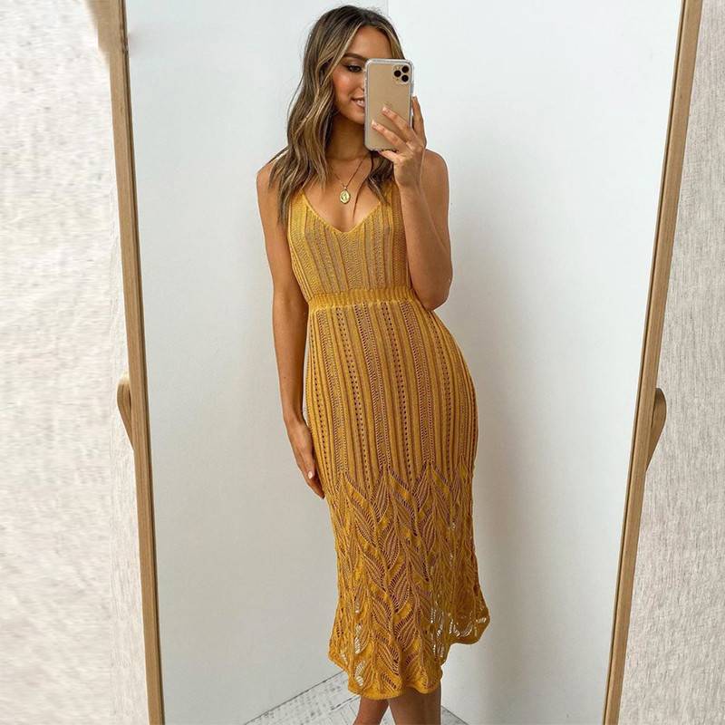 Variant image for Kvinnors V-hals Klänning A-linjeformad Spandex och Bomull-3