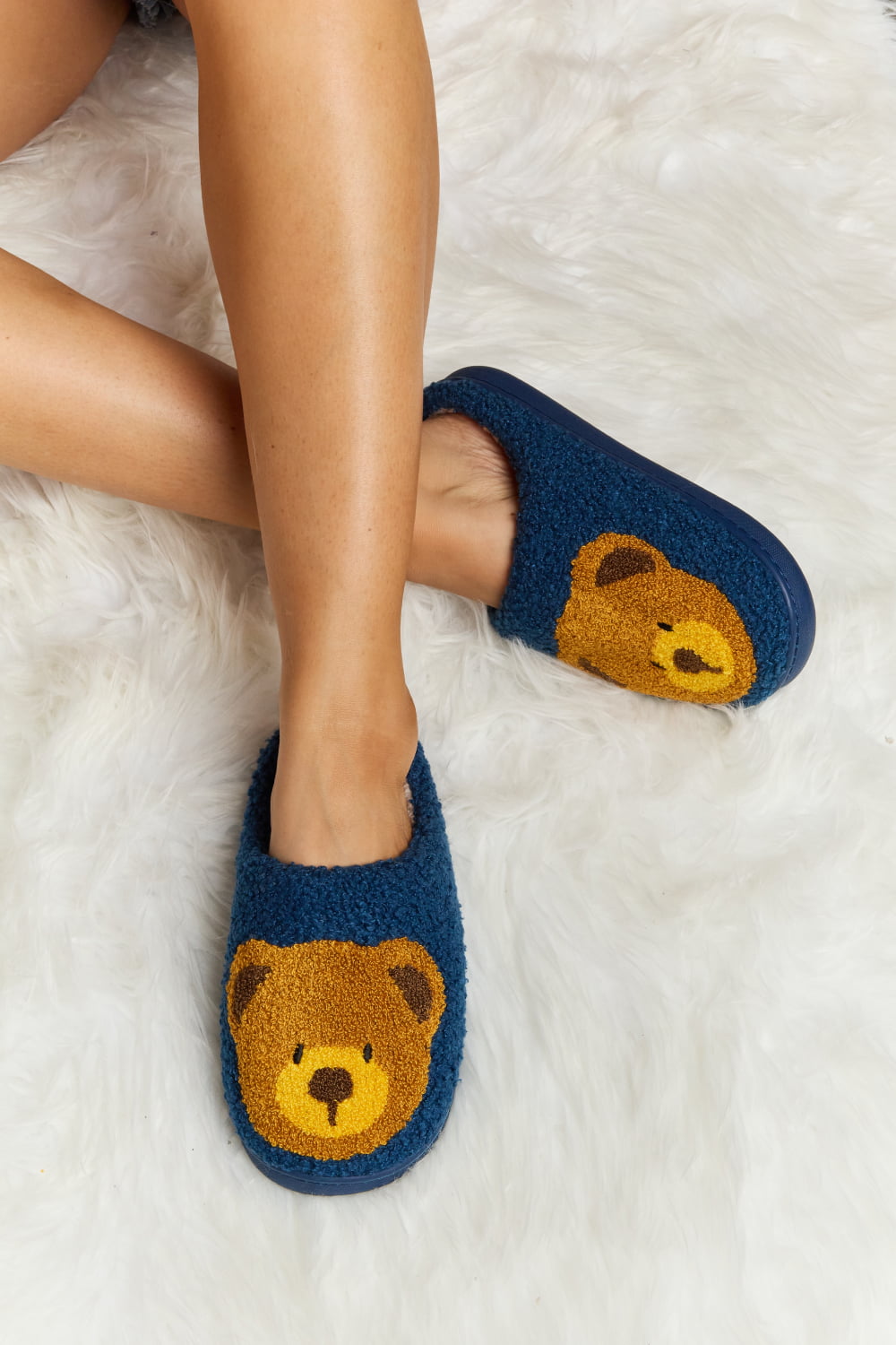 Dam Tofflor Nallebjörnmotiv Vinter Plush Fluffig Design-1