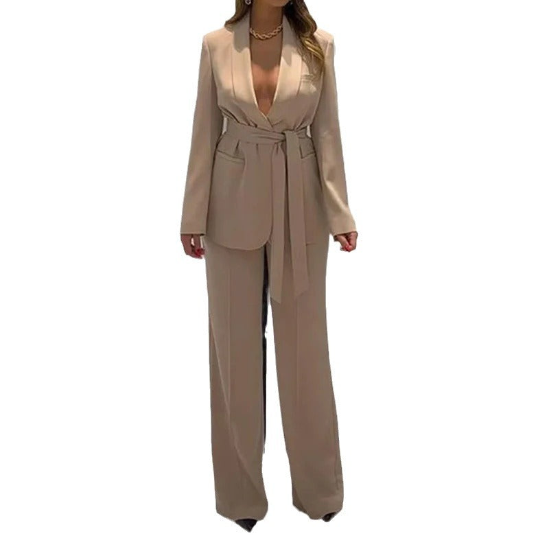 Kostym Dam Set Långärmad V-hals Polyester-5