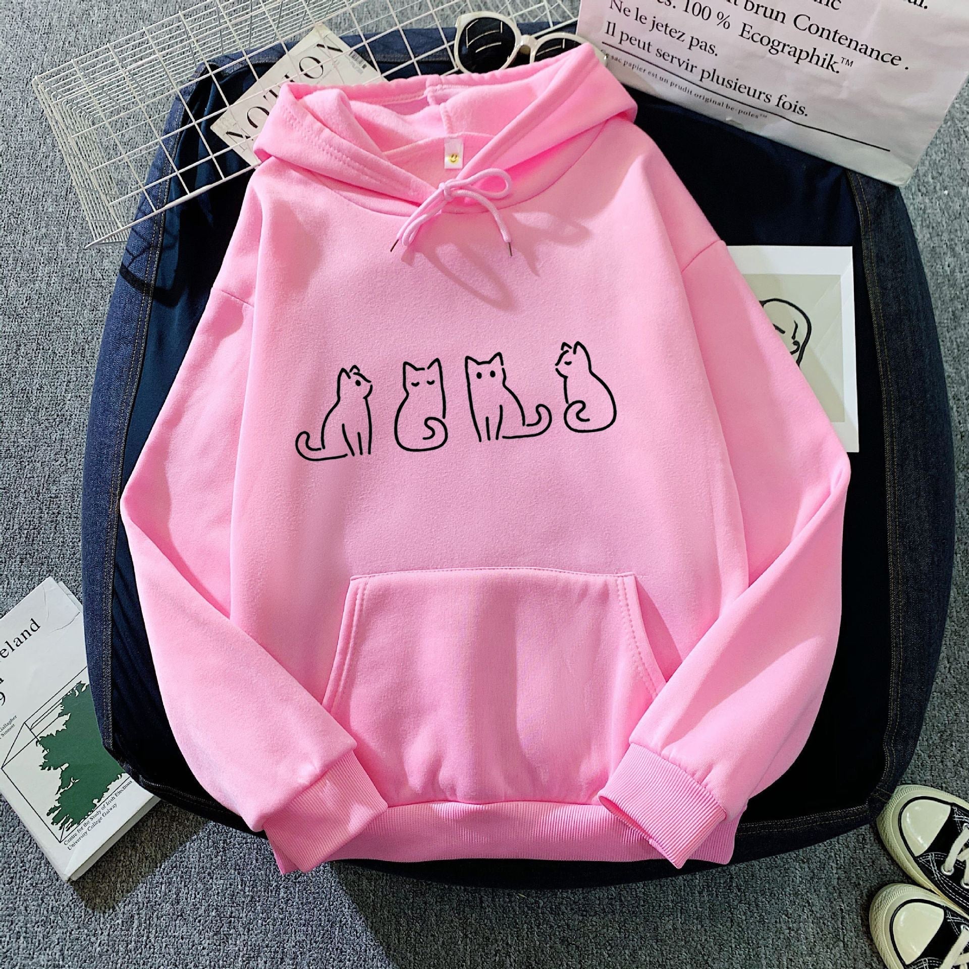 Variant image for Dam Lång Hoodie Avslappnad Stil 100% Bomull-13