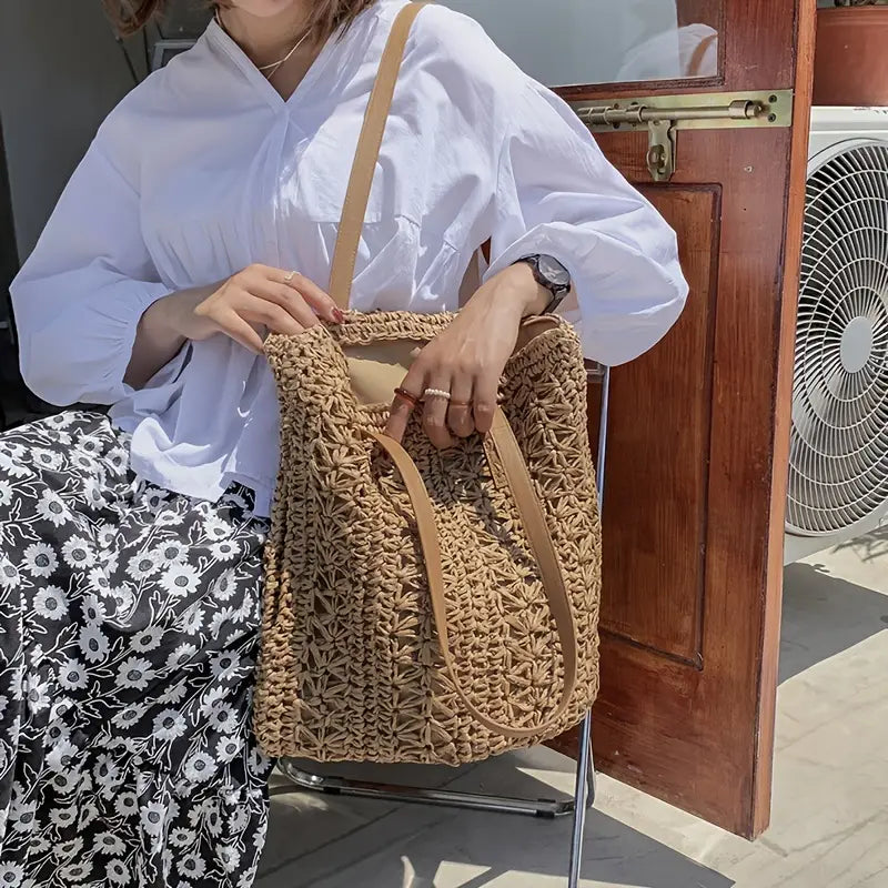 Dam Strandväska Vävd Polyester för Strand och Sommaraktiviteter-3