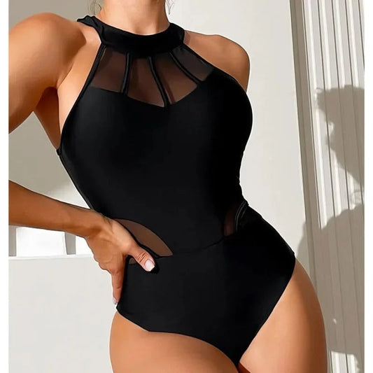 Baddräkt Dam Monokini Shaping Polyester med Djup V-Halsringning-1