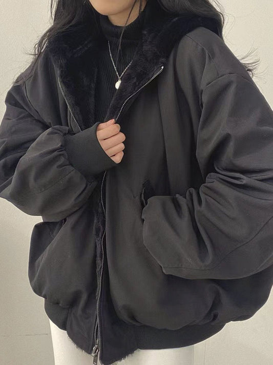 Damer Fleece Hoodie Vändbar Design Mjuk Polyester 1