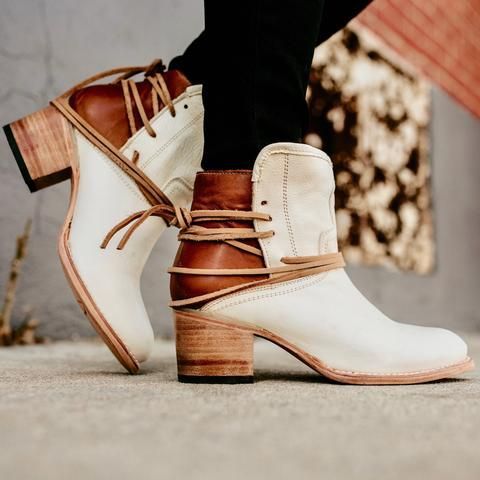 Dam Stövlar Vintage Snörning Läder 10