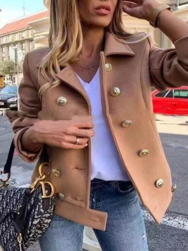 Dam Blazer Dubbelknappad Polyester med Gyllene Detaljer-4
