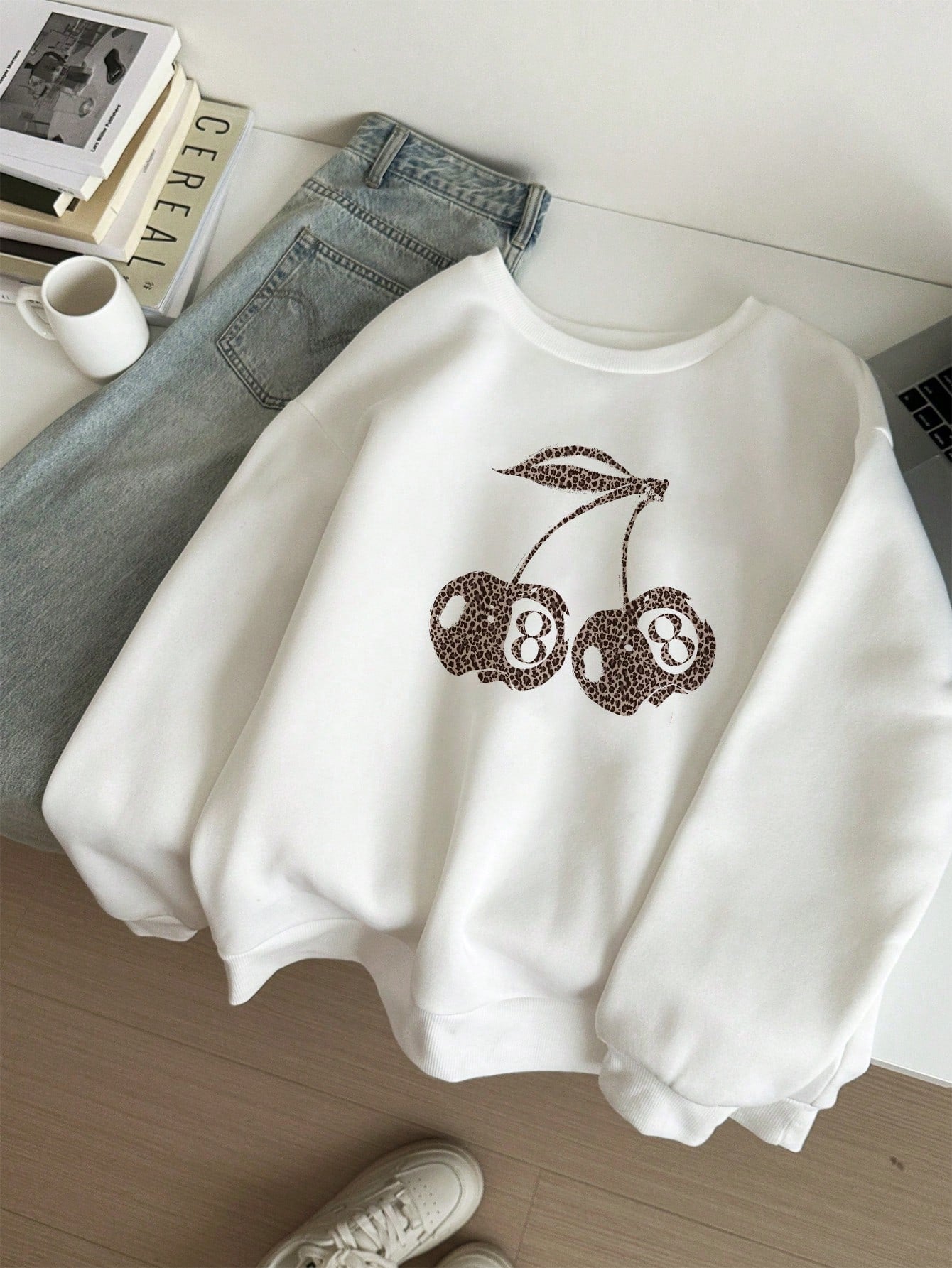 Variant image for Dam Sweatshirt Oversized Mönstrad 100% Polyester-1