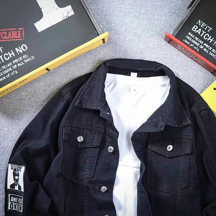 Jeansjacka Dam med Lapptäckningsdetaljer i Slitstark Denim 3