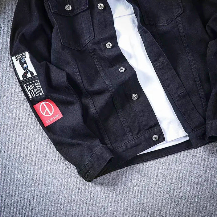 Jeansjacka Dam med Lapptäckningsdetaljer i Slitstark Denim 5