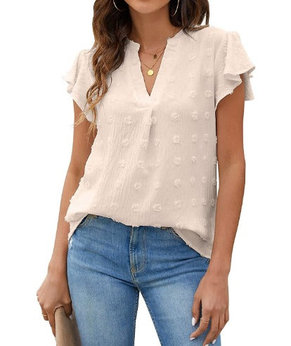 Dam Blus LapptÀckdesign med FjÀrilÀrmar i Polyester 1