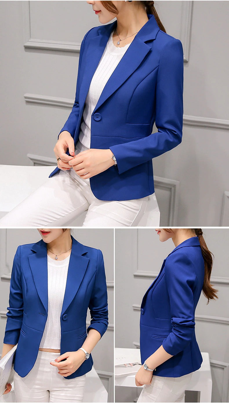 Kvinna Blazer Slimmad Casual Polyester och Bomull 3