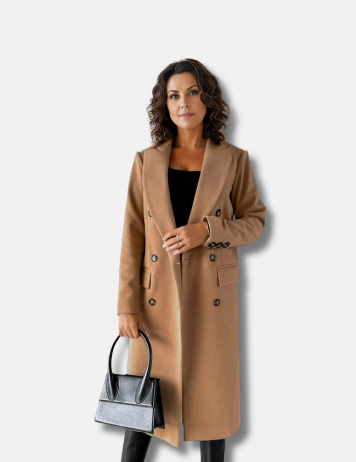 Damjacka i Ull med Dubbelknappad Design – Tidlös Stil för Höst och Vinter, Bekväm Passform och Elegant Silhuett 10