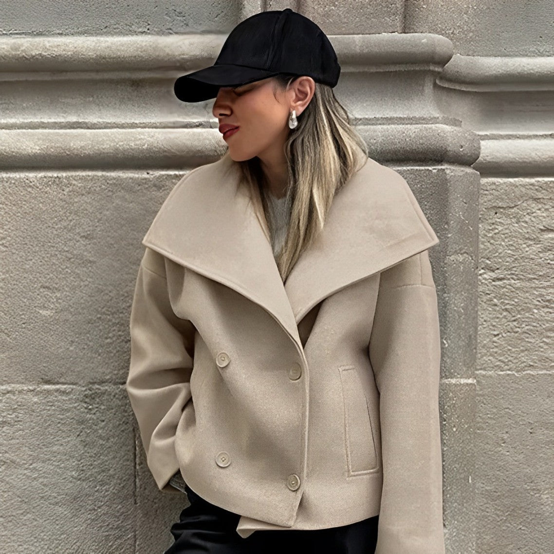 Kvinna Lång Klänning Minimalistisk Ull-3