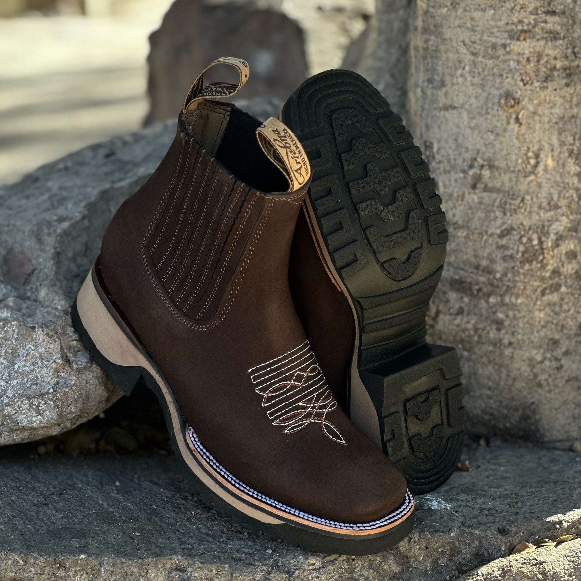 Unisex Cowboy Boots Klassisk Stil Läder-1