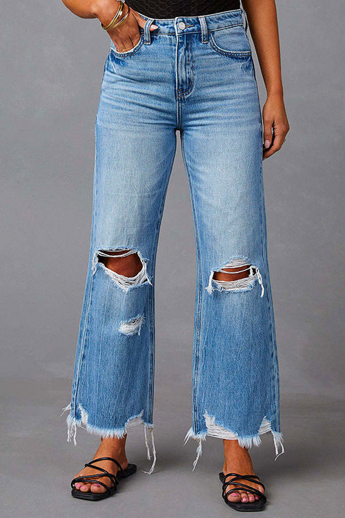 Dam Jeans Med Hög Midja Rippad Bomull Polyester 5