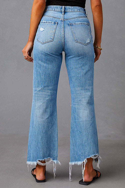 Dam Jeans Med Hög Midja Rippad Bomull Polyester 6