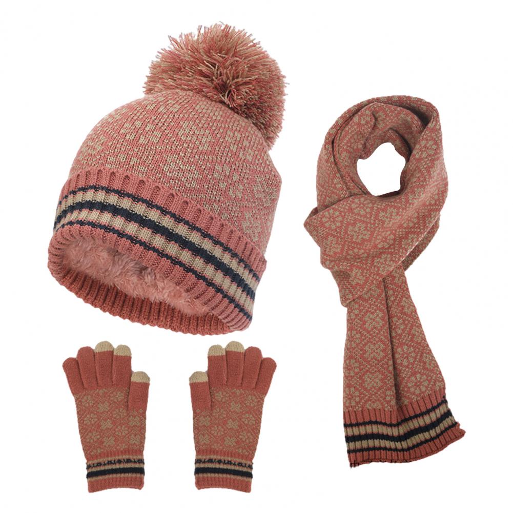 Variant image for Kvinnors 4-delad Höst- och Vinteruppsättning Stickad Hatt Halsduk Handskar Mask-2
