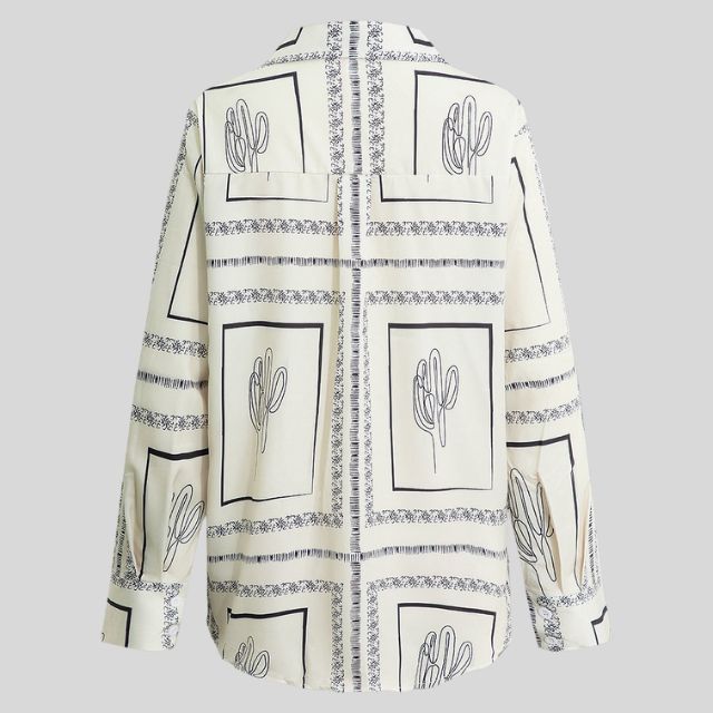 Dam Uppsättning Skjorta och Byxor Kaktusmotiv 100% Bomull-6