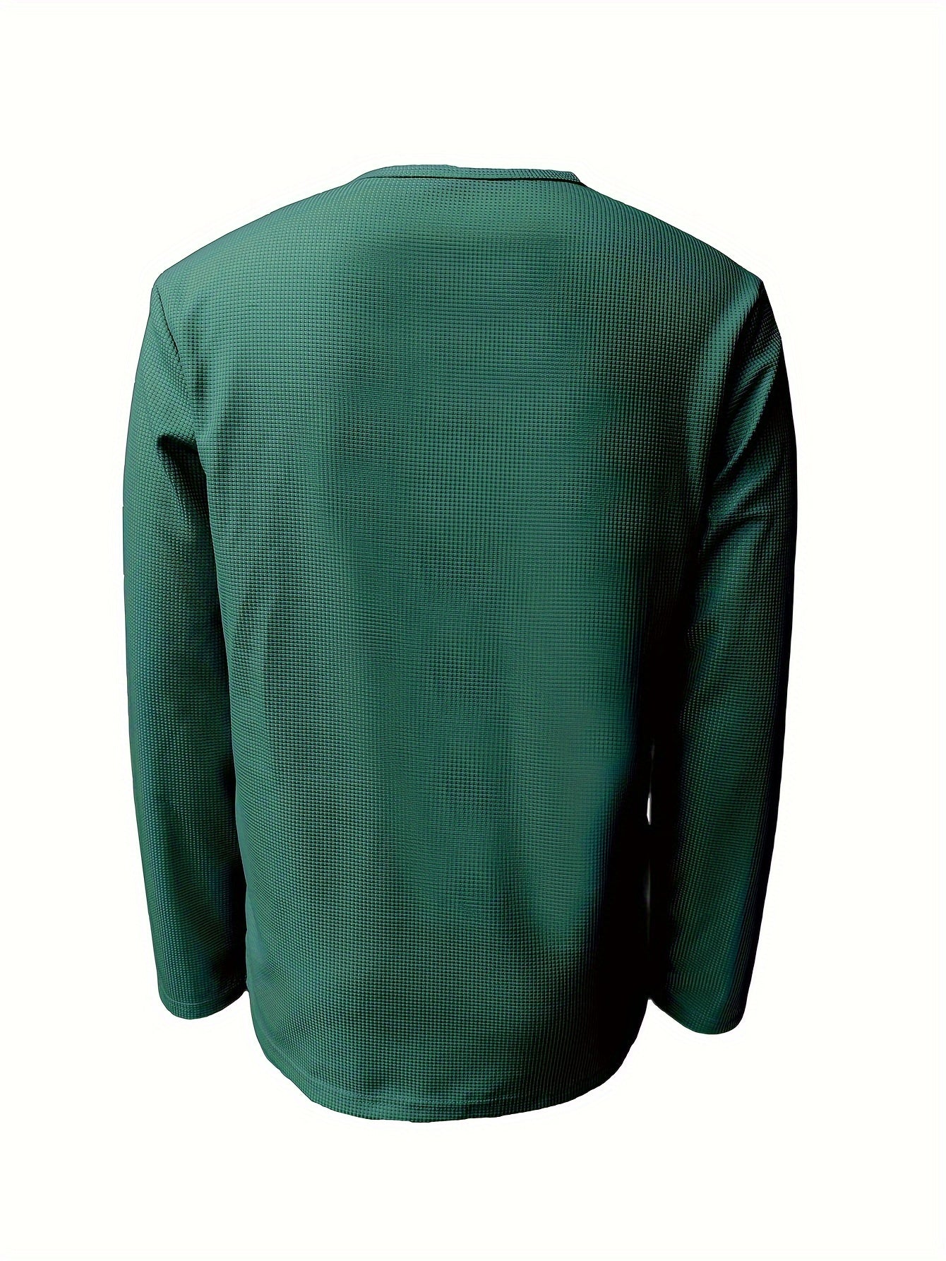 Herrskjorta Henley Långärmad Våffla 100% Bomull-2