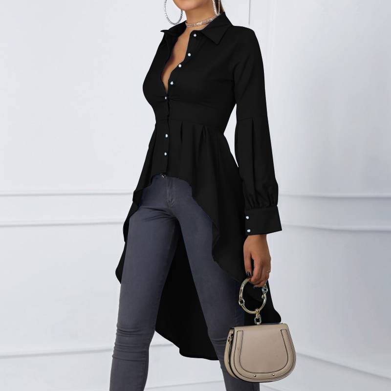 Dam Tunika Långärmad Polyester Spandex Elegant Figurativ Passform-3