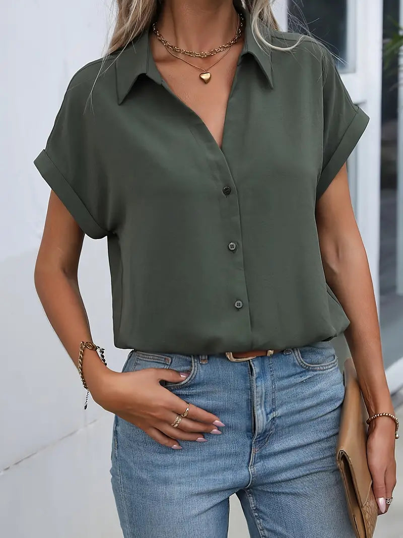 Herrskjorta Kortärmad Modern Stil Lätt Andningsbart Tyg-2