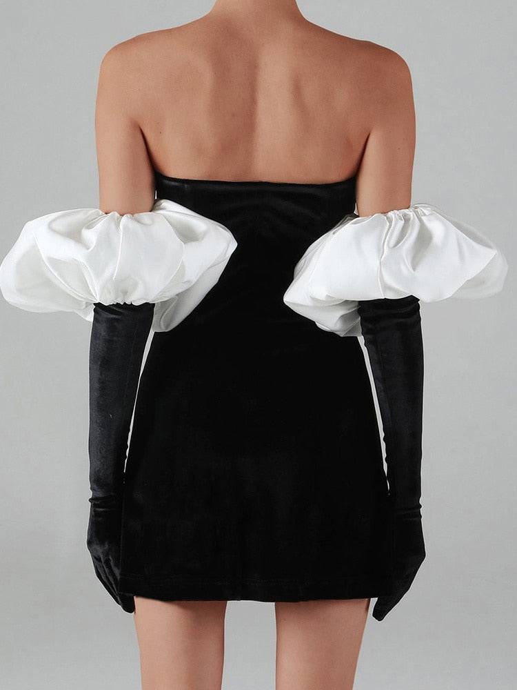 Fina Dam Klänningar Mini Klänning Puffärmar Polyester-3