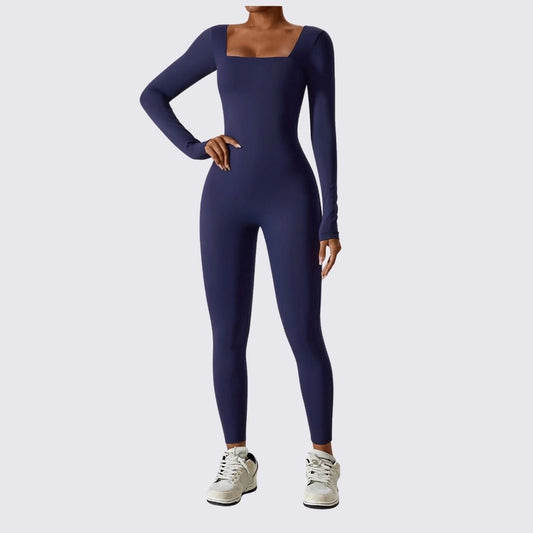 Dam Bodysuit LÄngÀrmad Fyrkantig Halsringning Stretchmaterial-1