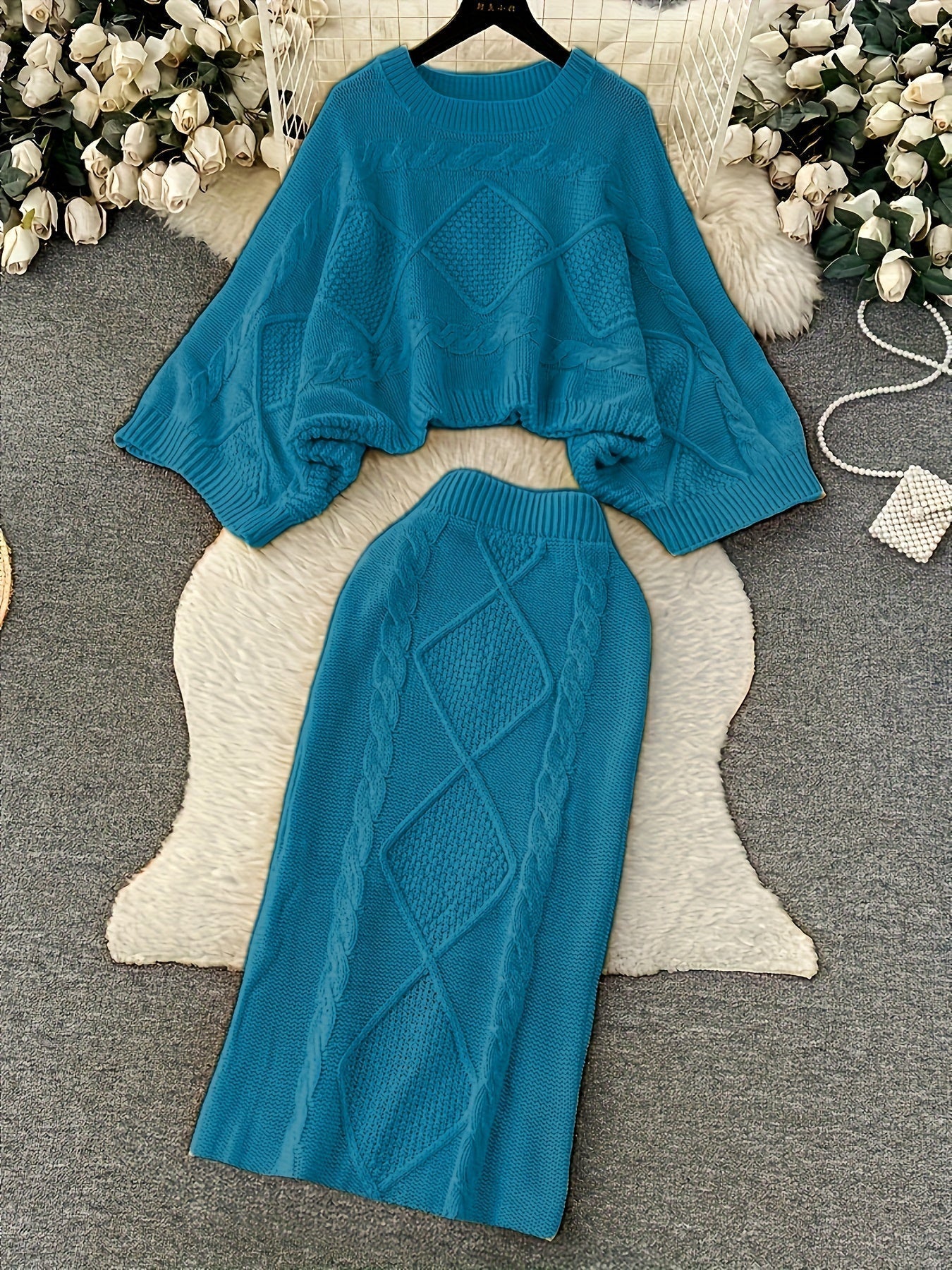 Dam Tröja Tvådelad Hög Krage Lång Ärmar Högkvalitativt Tyg-2