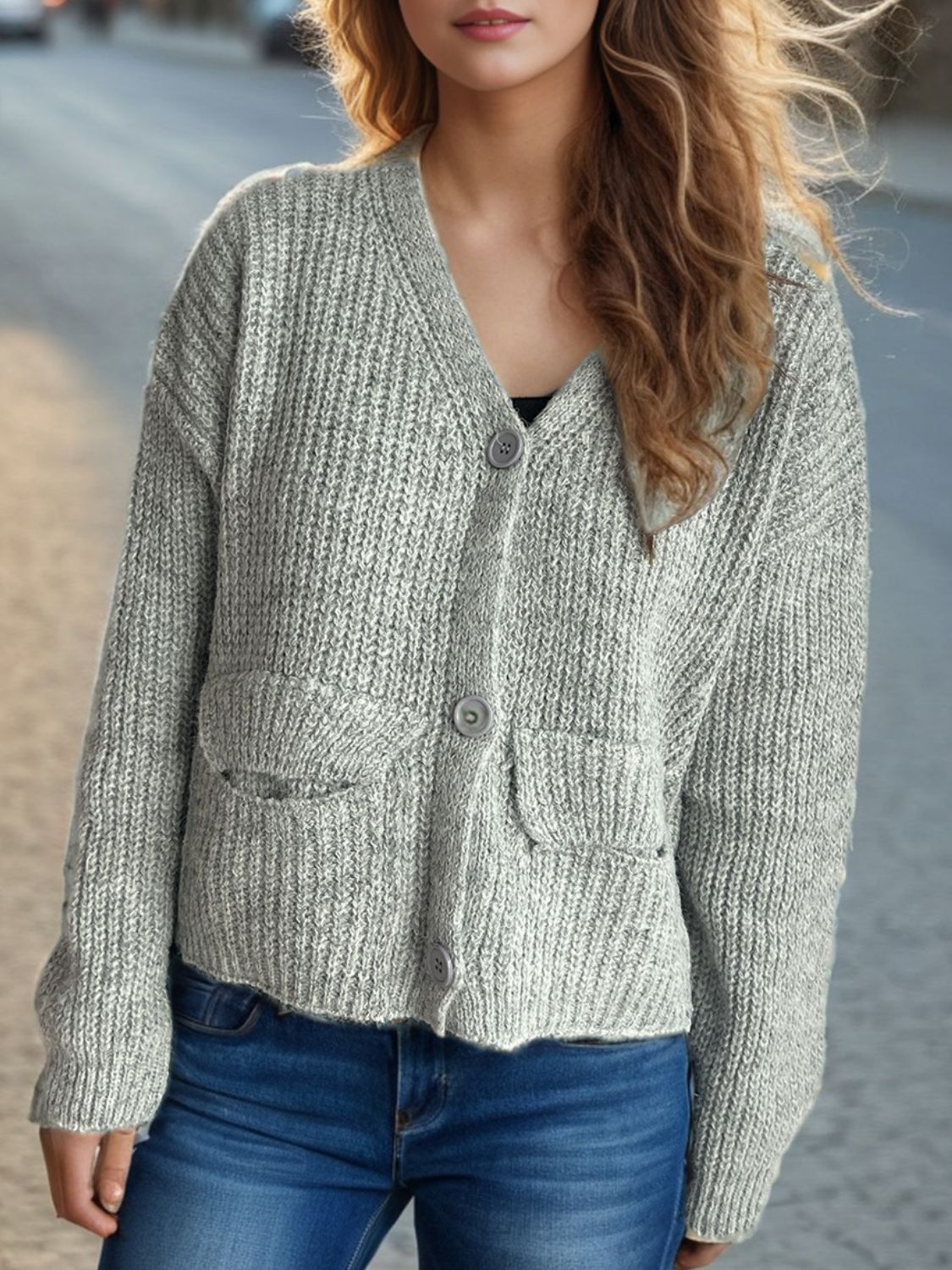 Variant image for Kvinnors Kardigan Klassisk Design Stickad Material-3