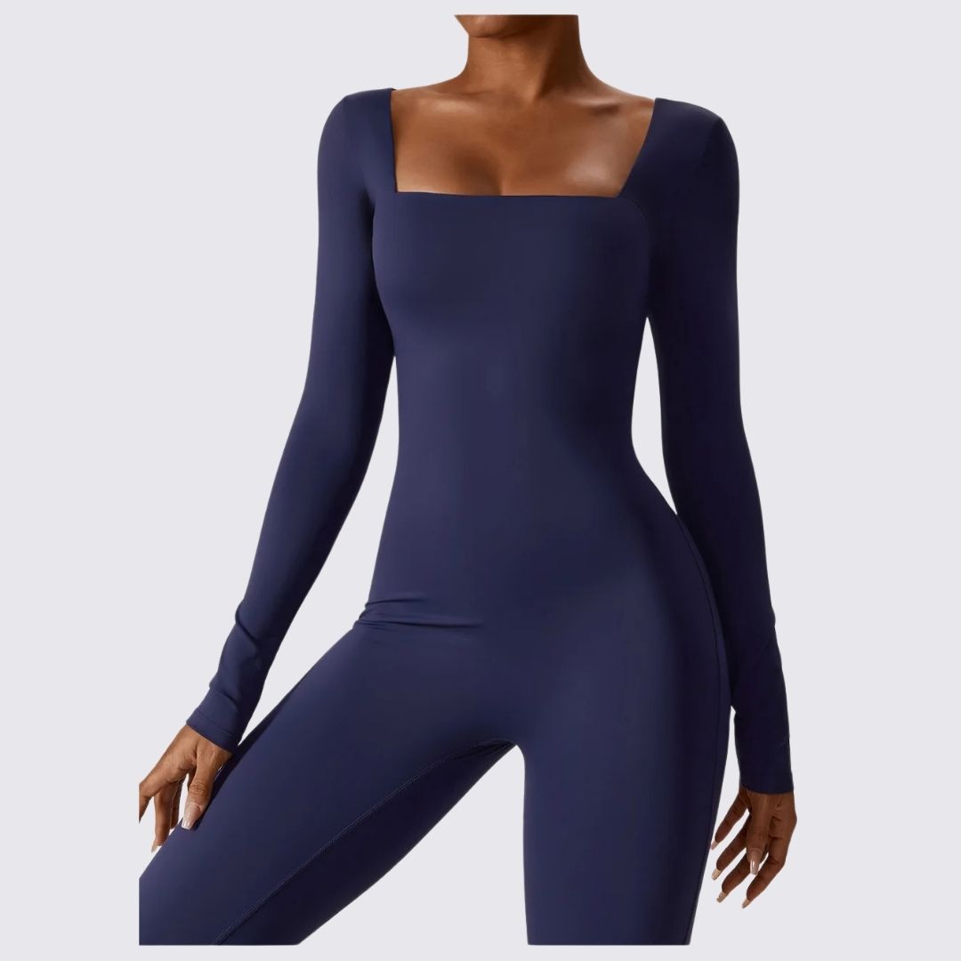 Dam Bodysuit Långärmad Fyrkantig Halsringning Stretchmaterial-6