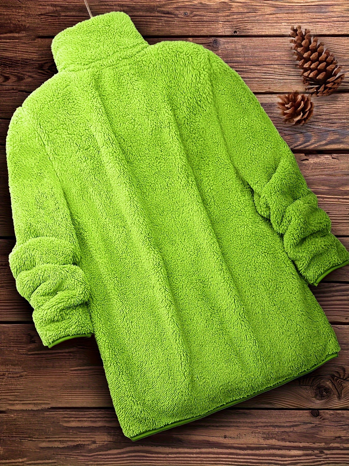 Variant image for Kvinna Kappa i Konstpäls Hög Krage Fluffig Avslappnad Passform-26