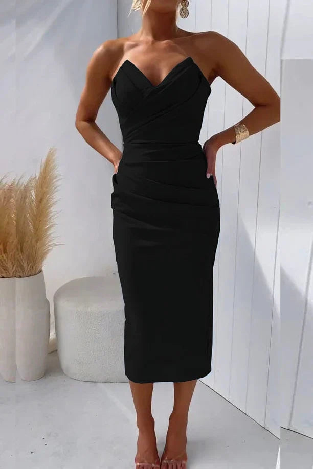 Kvinna Bustier Klänning Elegant Design Polyester 5